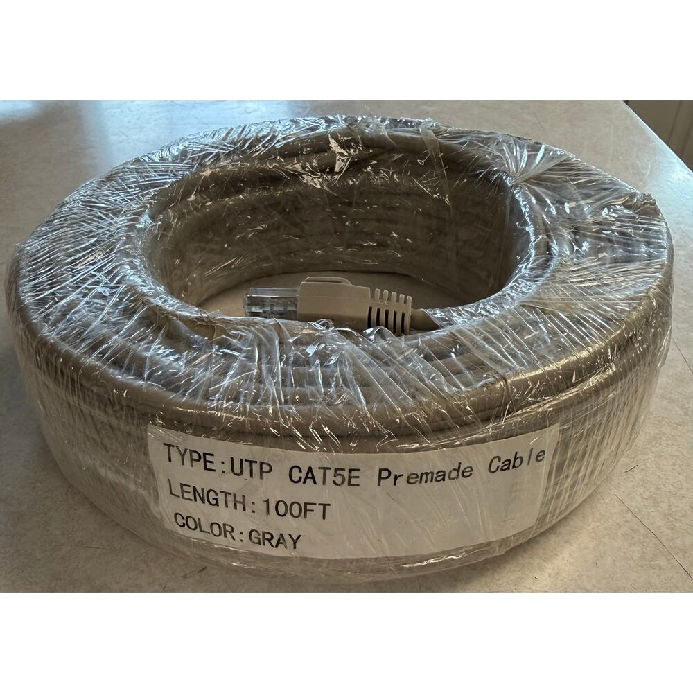 100ft Gray Cat5e Ethernet Cable UTP Patch Cord RJ45 Network LAN